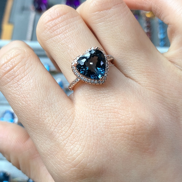 托帕石天然托帕石镶嵌戒指银S925镶嵌