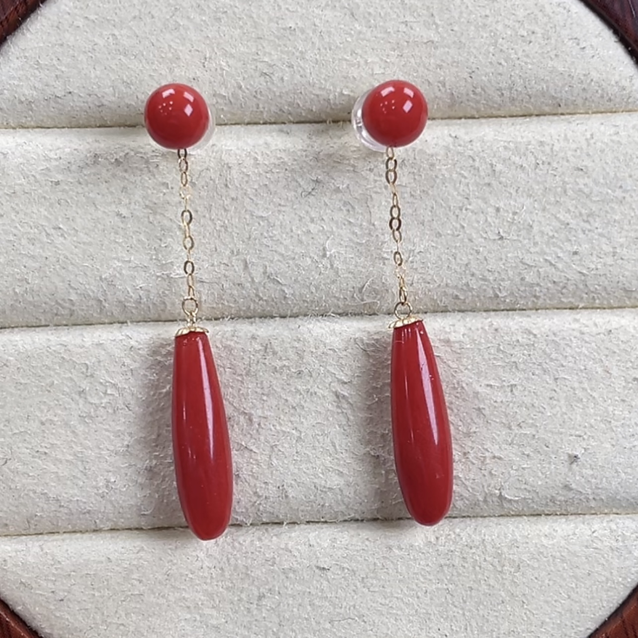 天然红珊瑚精品耳坠