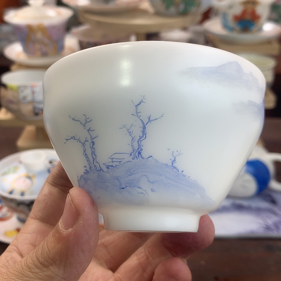 高冰自生釉手绘主人杯