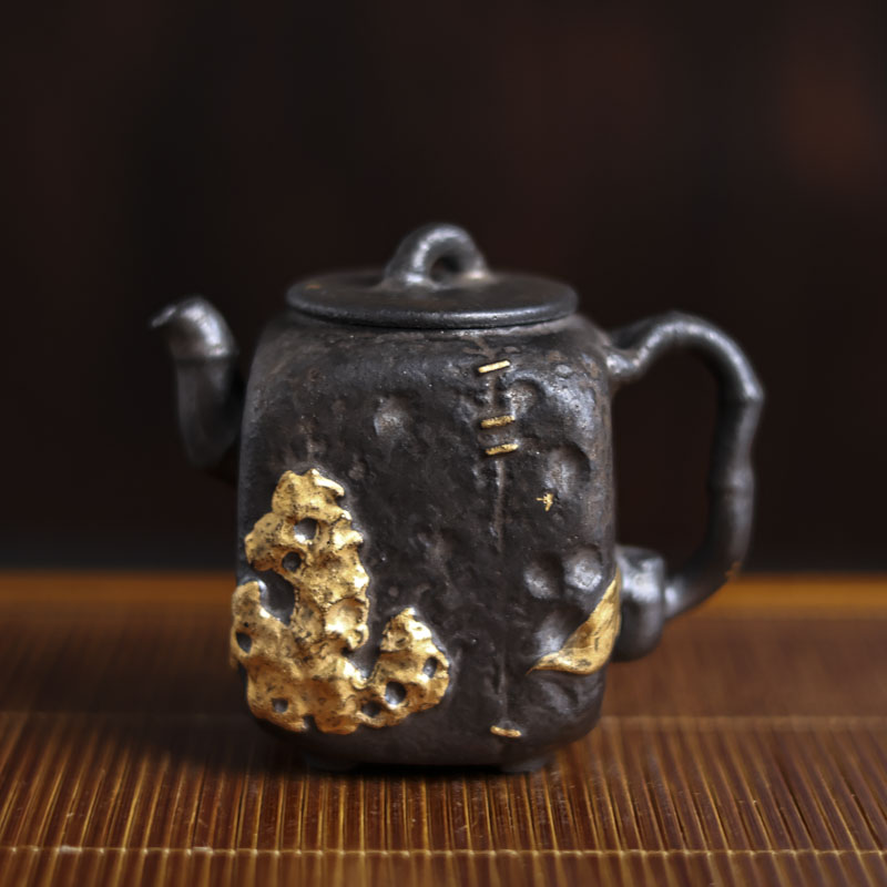灰念原矿老岩泥复古个性家用百搭手工 陨铁釉-石竹壶（灰念0323）