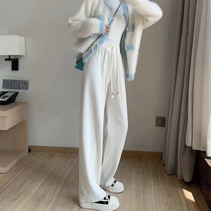灯芯绒阔腿裤女2025春秋新款韩版显瘦垂感宽松欧棉绒休闲裤女高腰