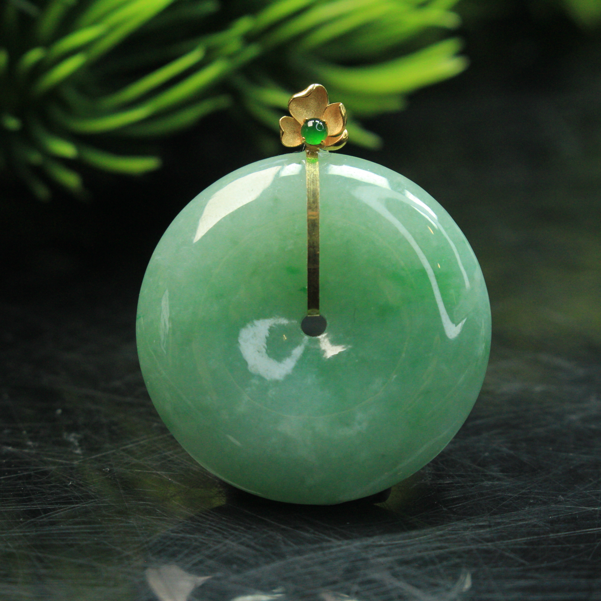 ZB45天然缅甸翡翠A货绿色平安扣吊坠/200175嘉禾臻宝拍卖