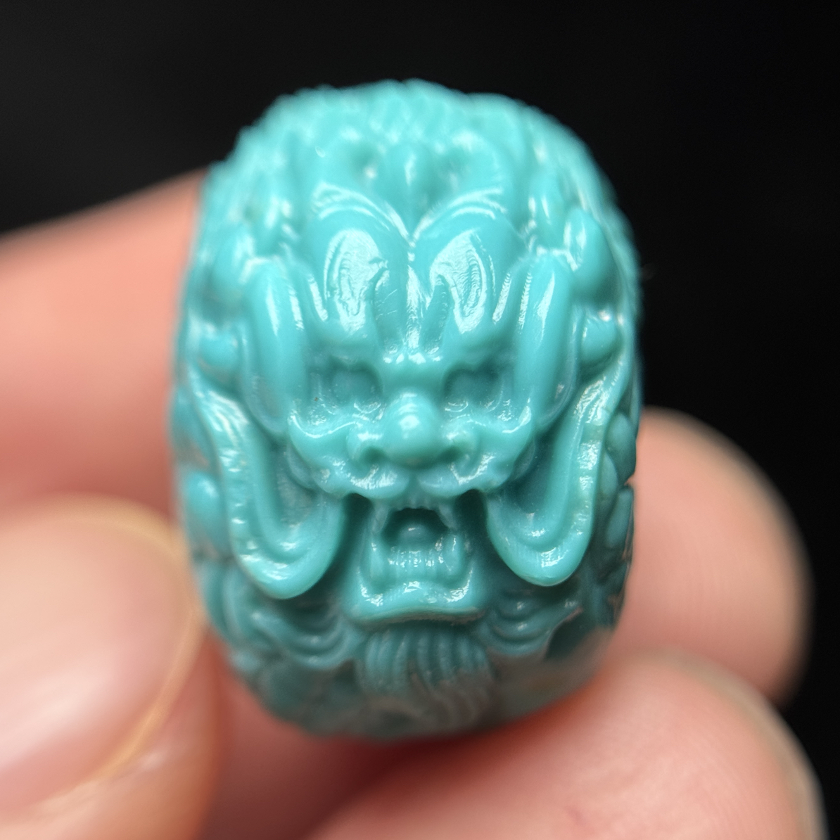 绿松石雕刻高瓷蓝龙扣鼓珠手链手串配饰配珠附带证书