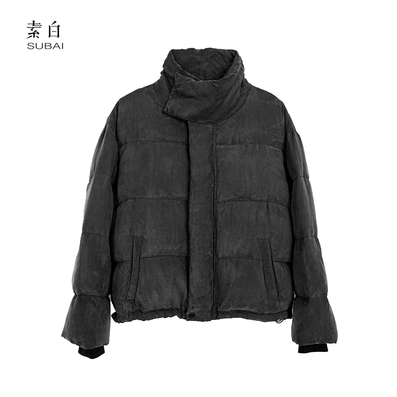 素白【灰色印记】R02055休闲舒适短款加厚保暖鹅绒服