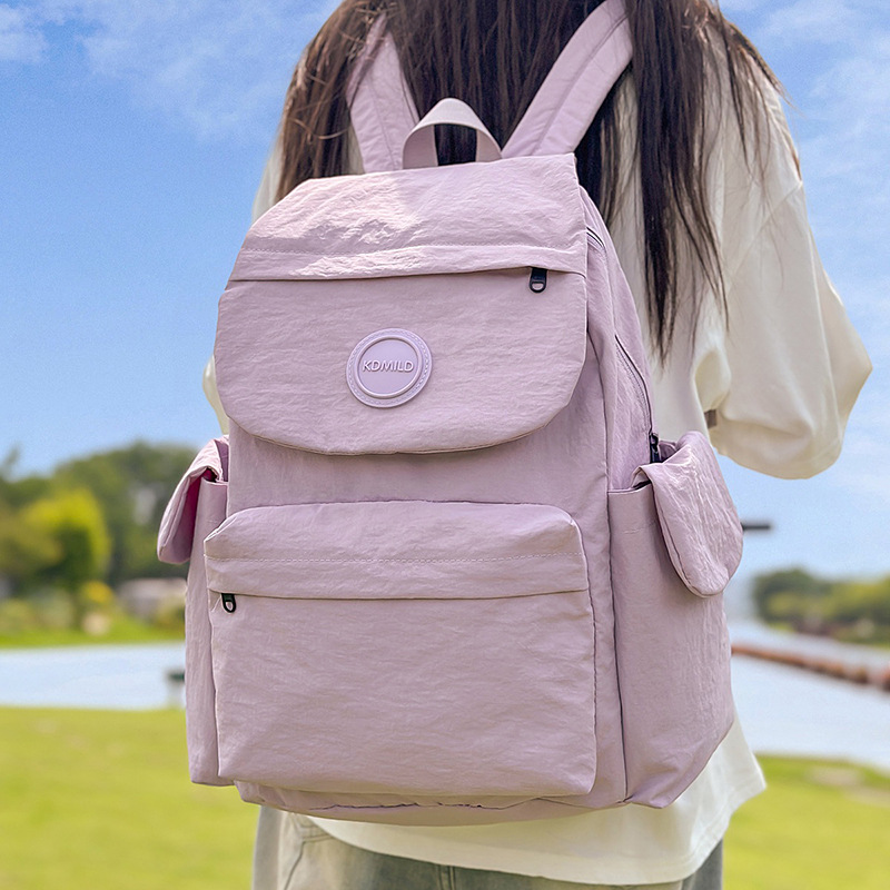 帆布双肩包女大容量休闲韩版学生上课书包户外登山包轻便旅行背包