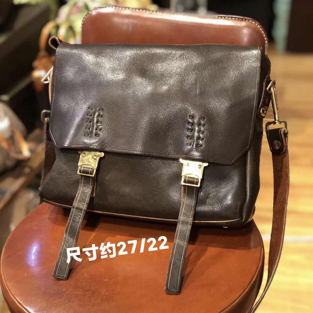 制道手工男士女士单肩斜挎包复古时尚休闲个性重磅真皮邮差包质感