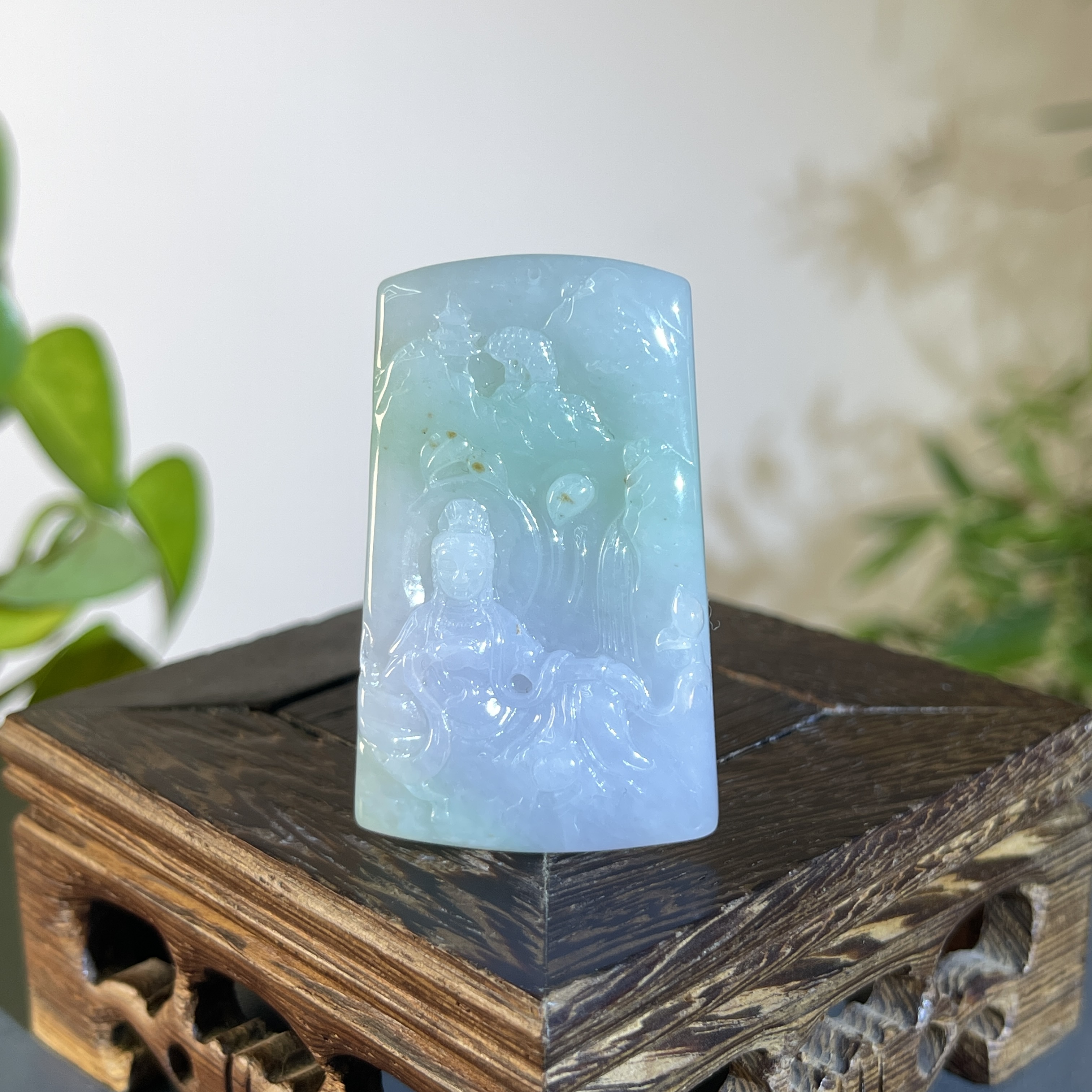 JXB25-83  天然缅甸A货翡翠 山水观音