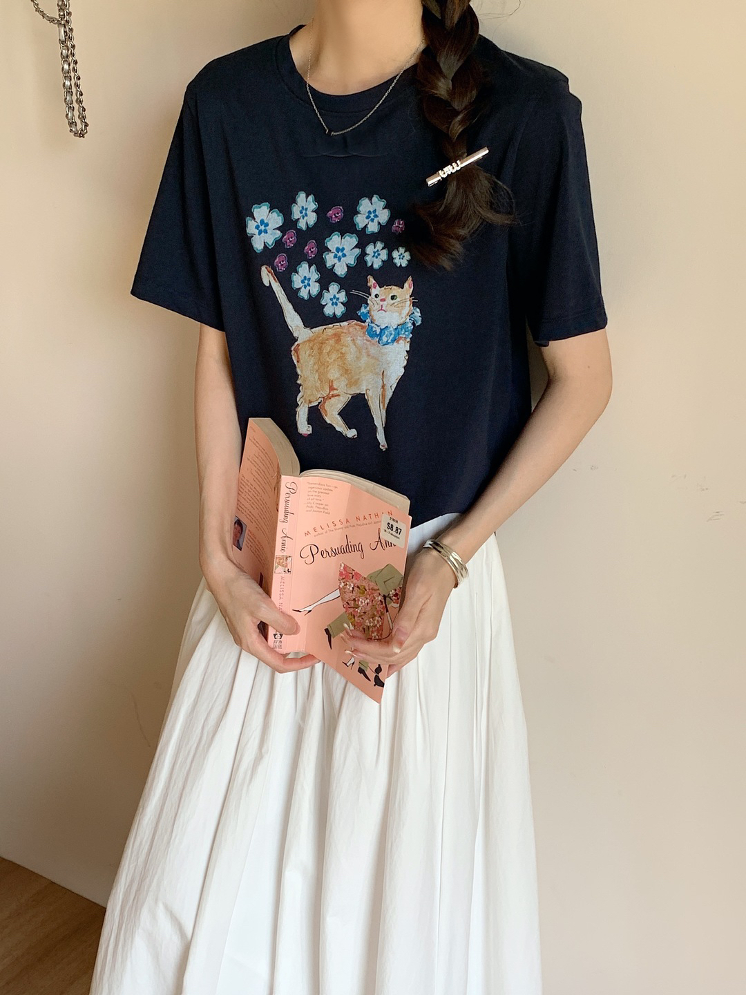 5112 雪花棉小花猫短袖T