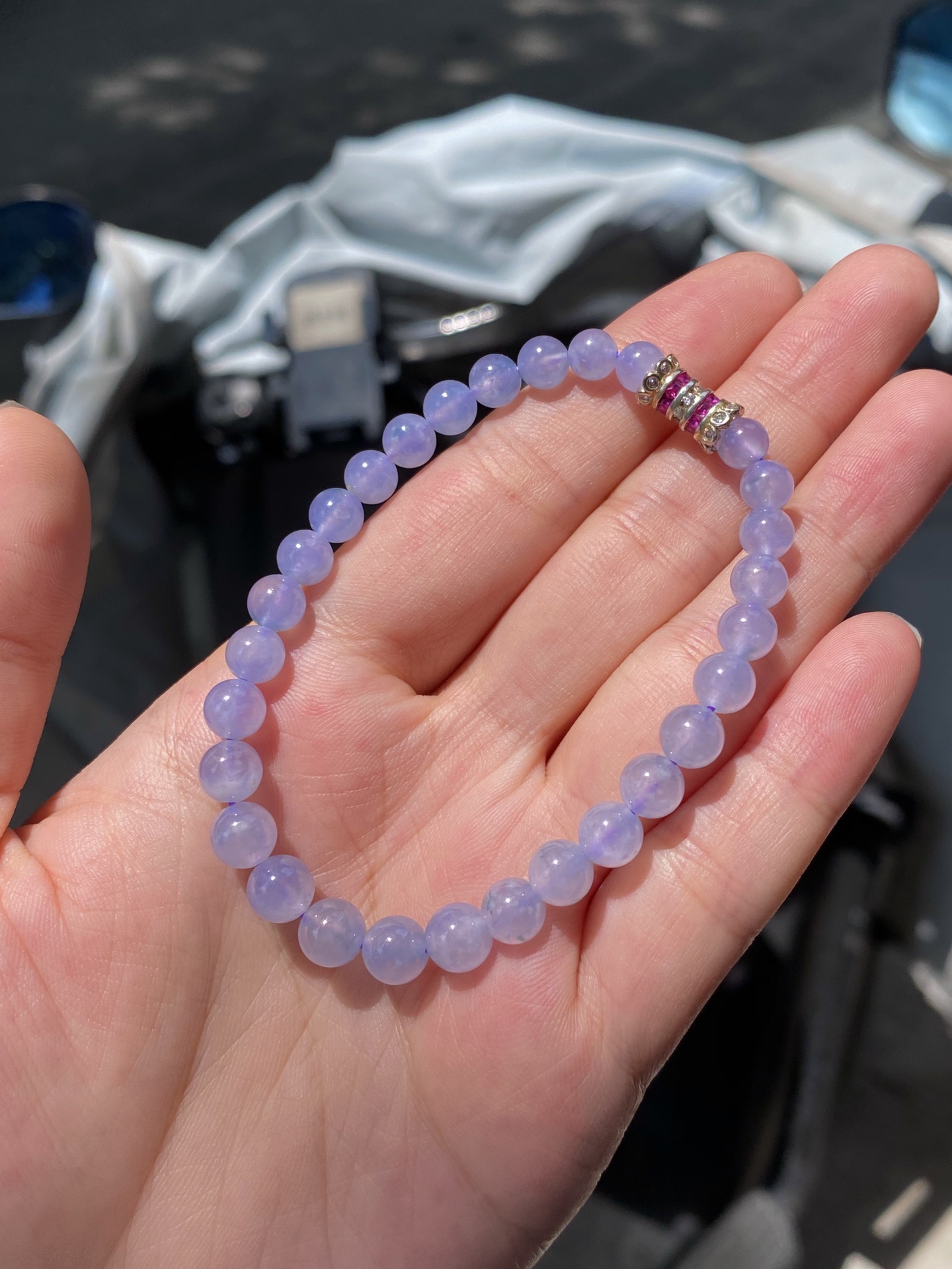 手10号 翡翠冰紫圆珠手串 佩戴效果佳 尺寸7mm-5.5mm  
