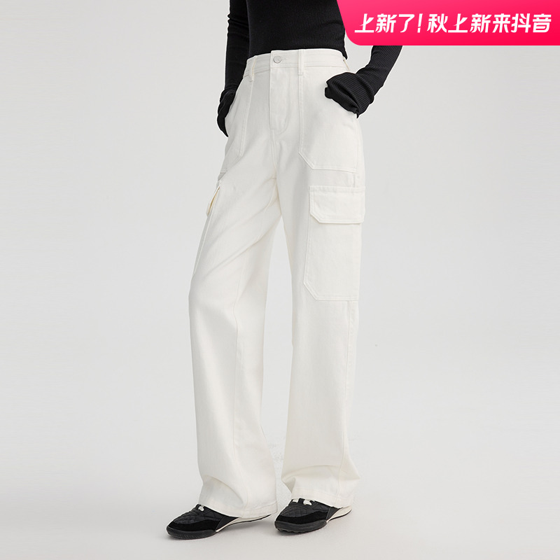 艾莱依简约工装直筒休闲裤女士秋冬时尚百搭运动休闲宽松裤子6015
