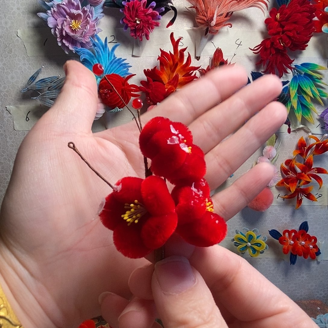 非遗绒花发簪发夹