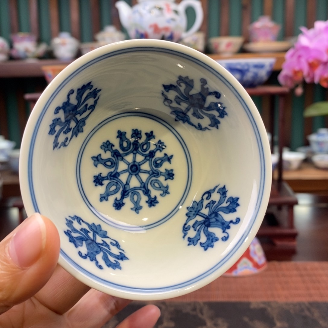 手工陶瓷柴窑十二宫碗之宝相杯