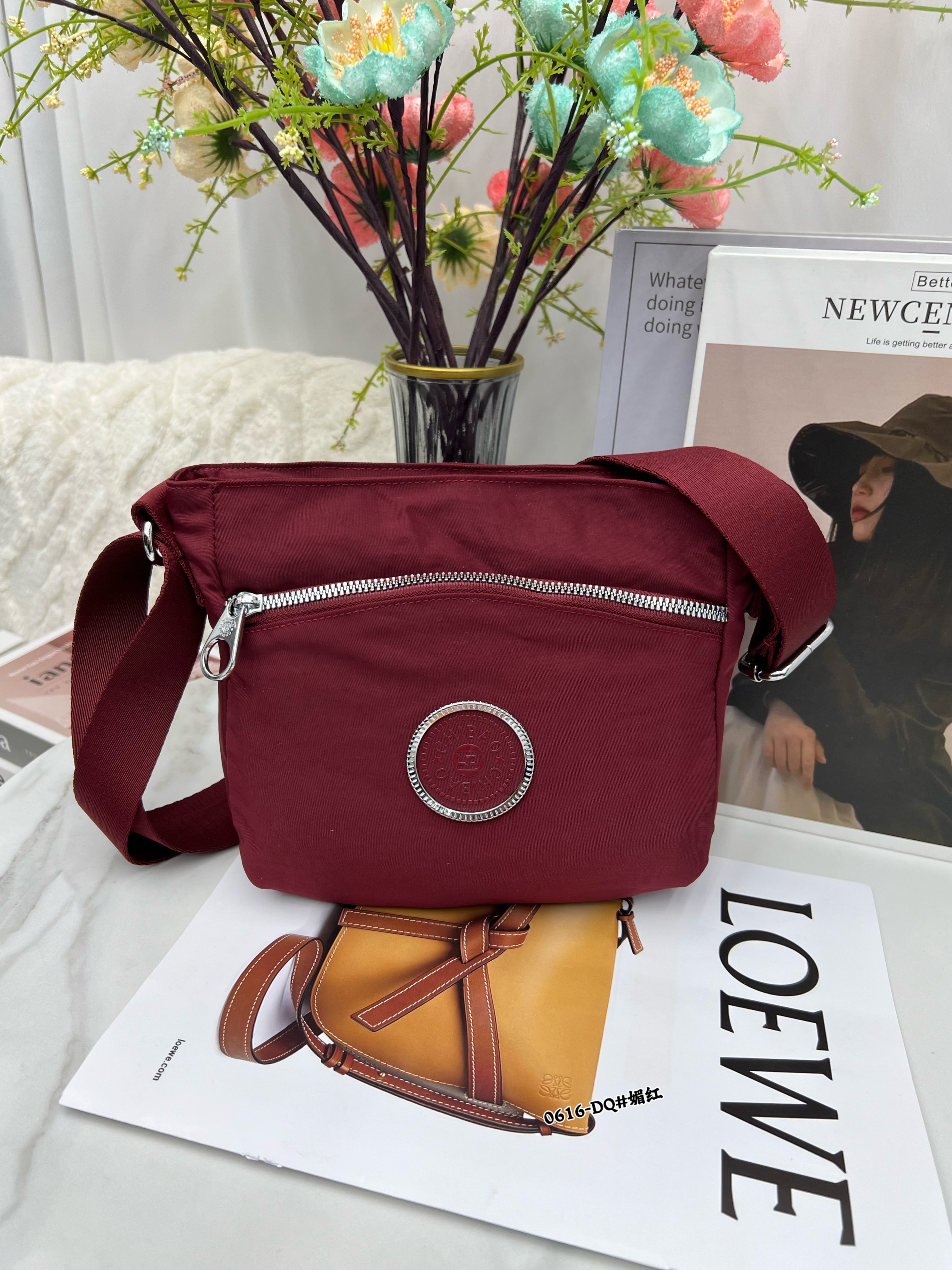 新款时尚休闲单肩斜挎布包防泼水百搭尼龙布包0616小包包红色防水