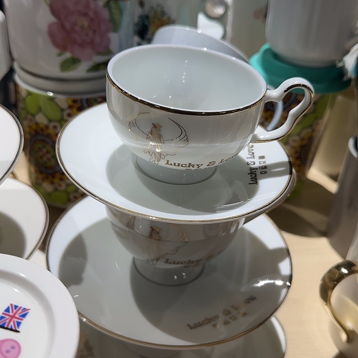 瓷180毫升咖啡杯1杯1碟幸运女神