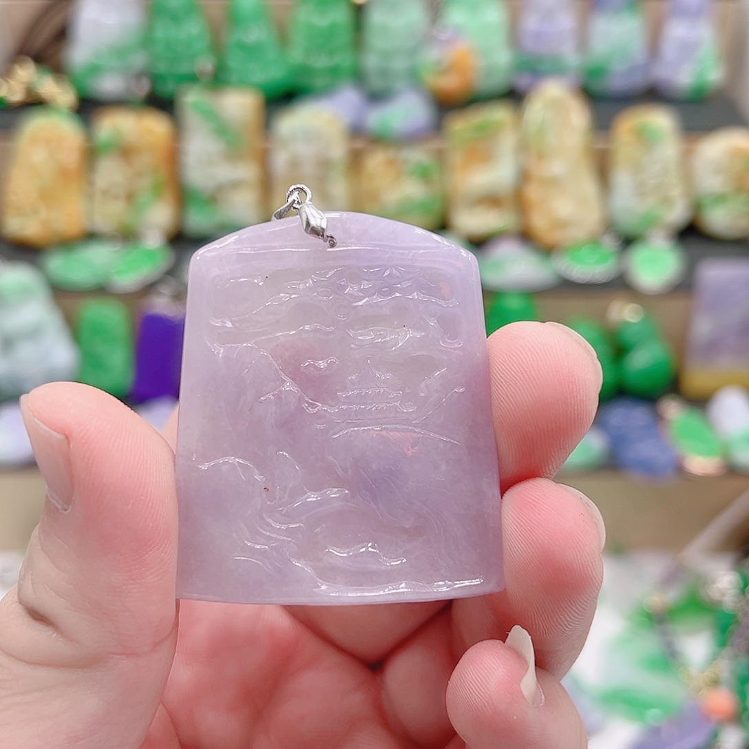 翡翠银S925镶嵌吊坠(赠链)