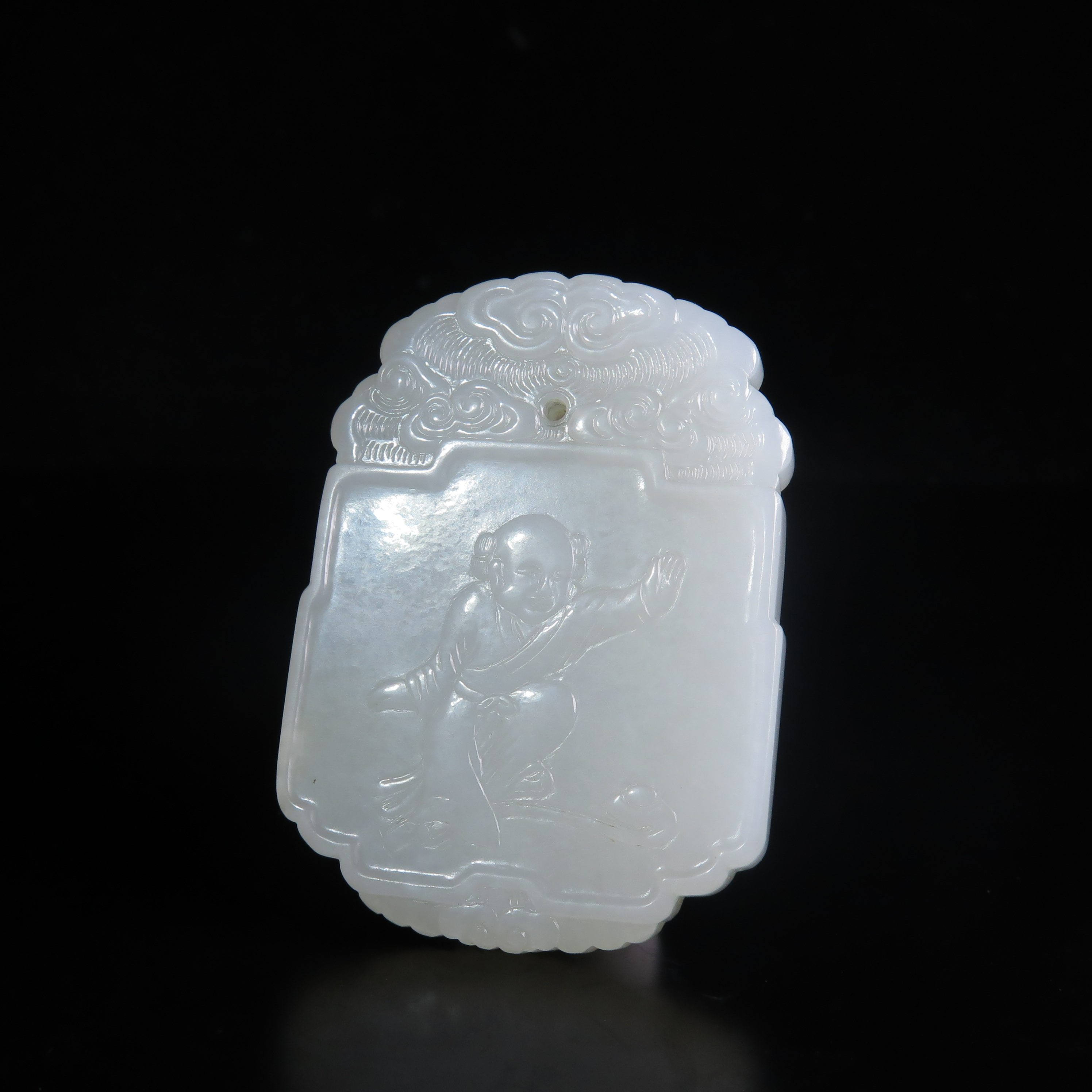 清代白玉如意童子佩/MZ523990/和田玉/民族文物