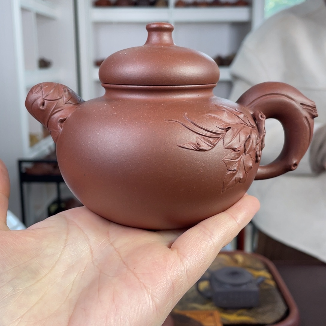 紫砂茶壶底槽清道洪贴竹360cc