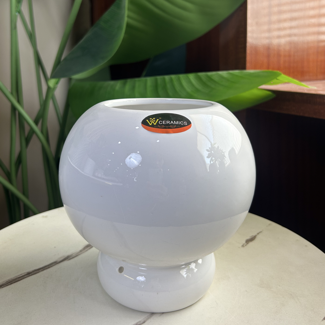 K07内口径9高17.5纯白简约透气花盆适合蝴蝶兰多肉绿植室内盆栽