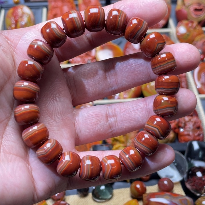 玛瑙/玉髓战国红手链未镶嵌暖**面