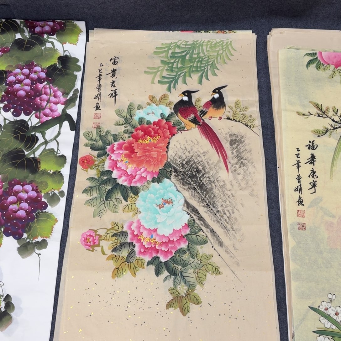 国画100×50手绘画画画