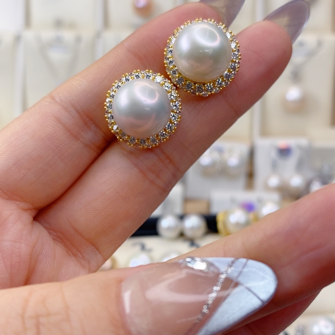 淡水珍珠耳饰合金