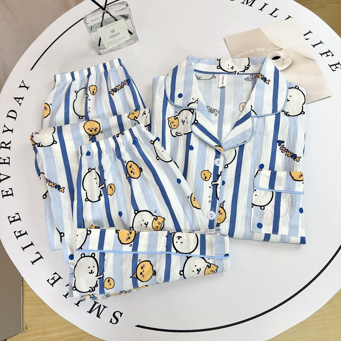 三件套/云朵棉2025年新款短袖睡衣女夏季可爱少女卡通宽松家居服