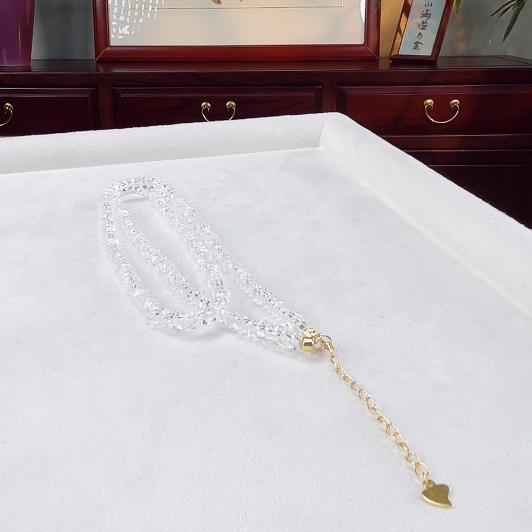 水晶颈饰银S925镶嵌水晶4.5