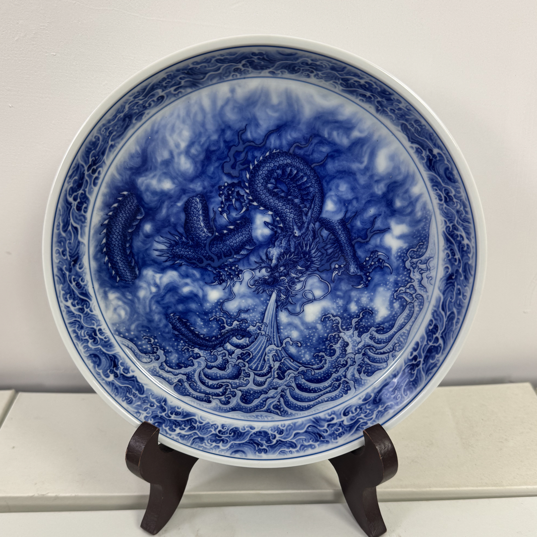 景德镇青花龙吸水壶承干泡台
