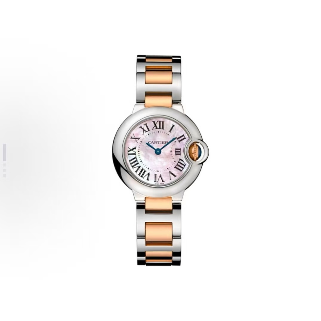 99新 Cartier/卡地亚 粉色盘精钢18K玫瑰金带