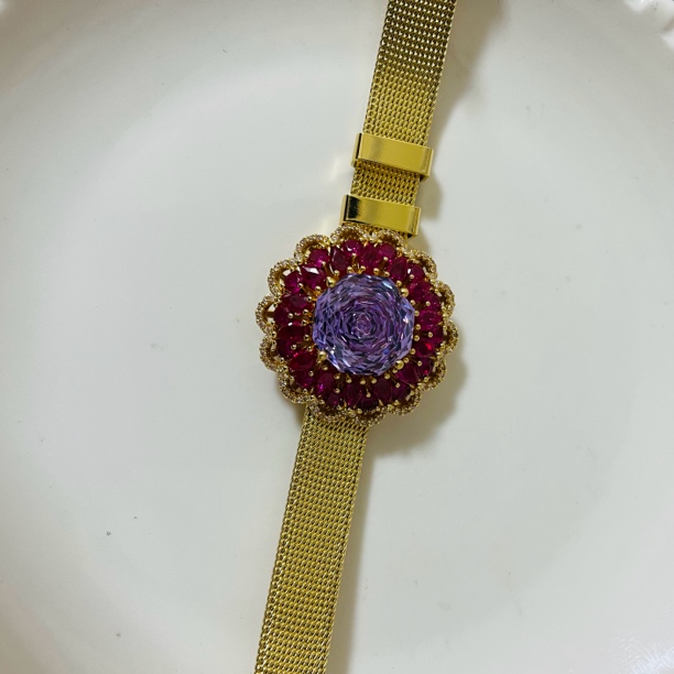 合金手链 《聚宝缘》轻奢高定 璀璨夺目 紫色玫瑰切手链