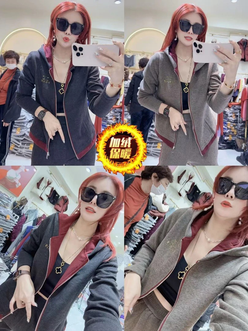 新款加绒显瘦休闲套装472