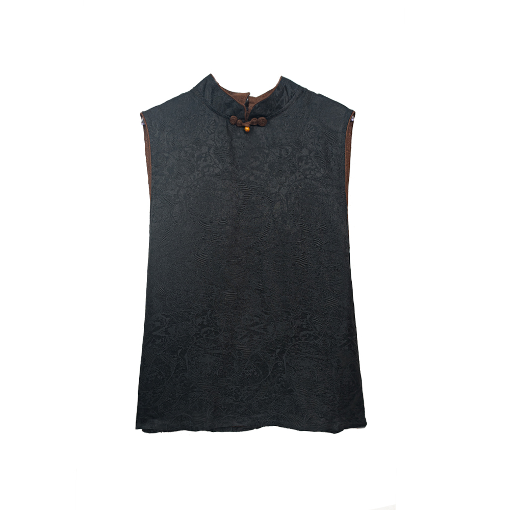 XY  2025春季新款时尚素萝满萝立领旗袍领中式盘扣无袖背心 54084