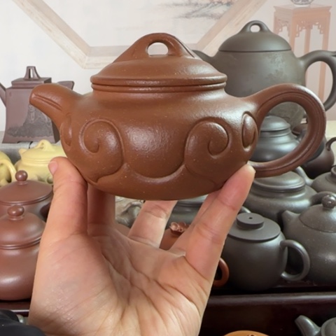 紫砂茶壶红降坡泥250cc