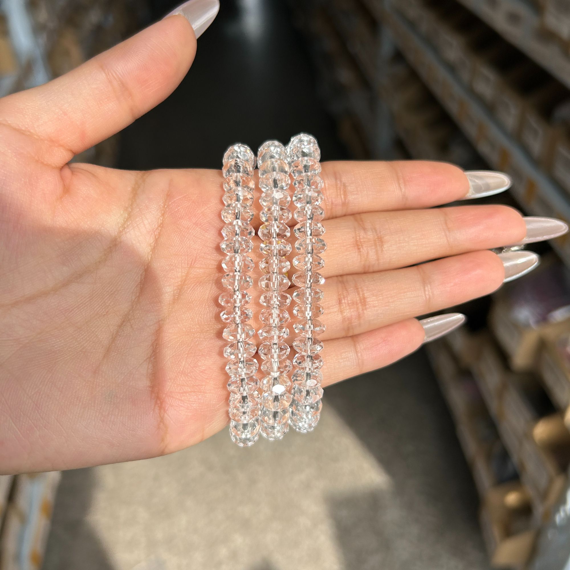 （爆品福利）双A天然白水晶算盘珠手链