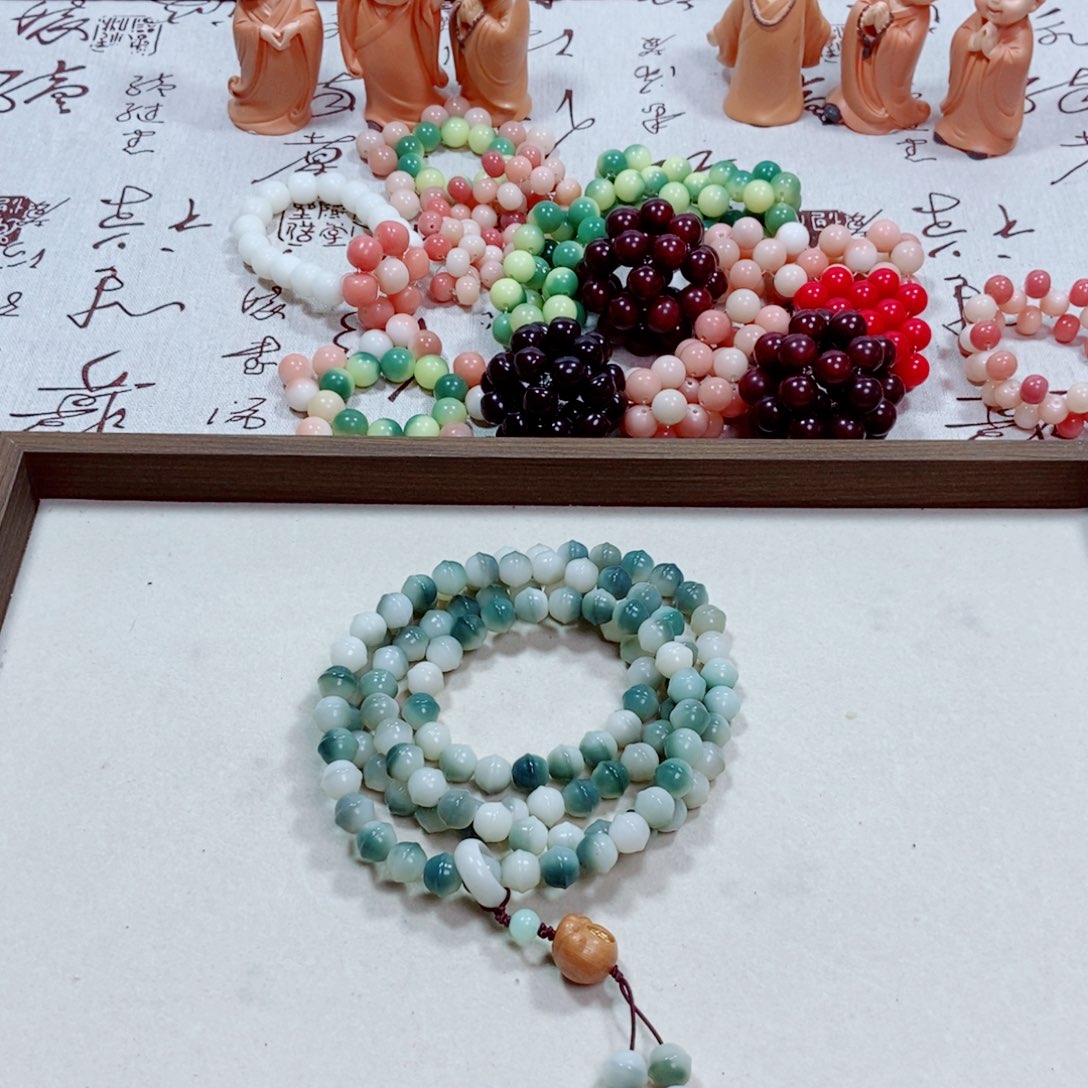 白玉菩提吊坠蜜罐108