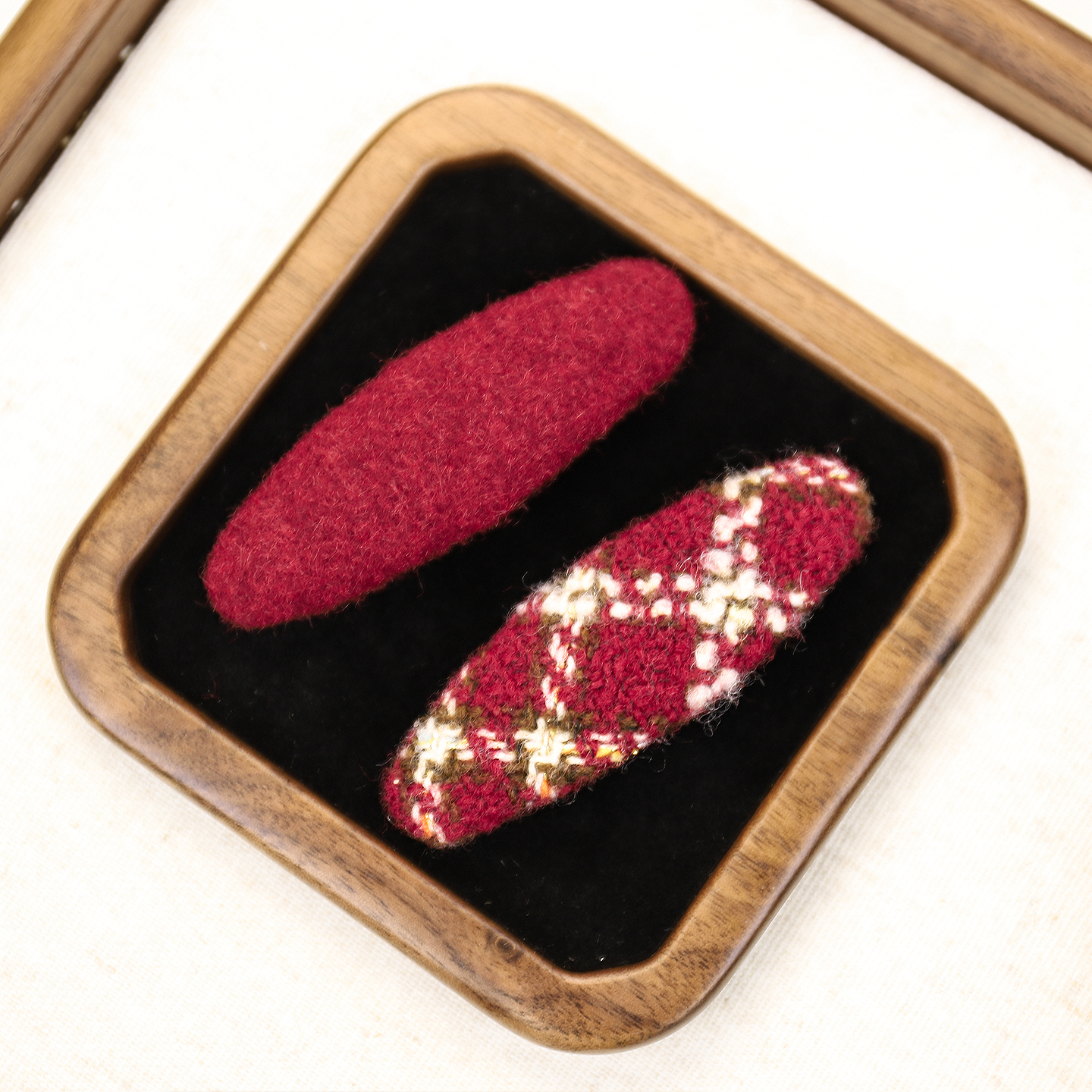 【一对装】格纹布艺发夹侧边高级感碎发刘海夹一字头发夹子新年红色