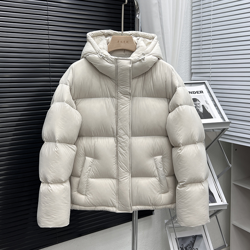 羽绒服女短款2025冬季新款小个子连帽90白鸭绒泡芙面包服外套3