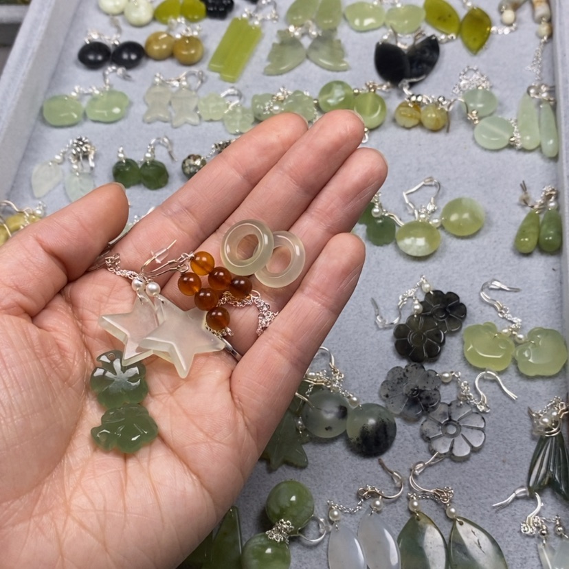 【闪购商品】蛇纹石玉挂件耳饰耳环项链未镶嵌眼****✨