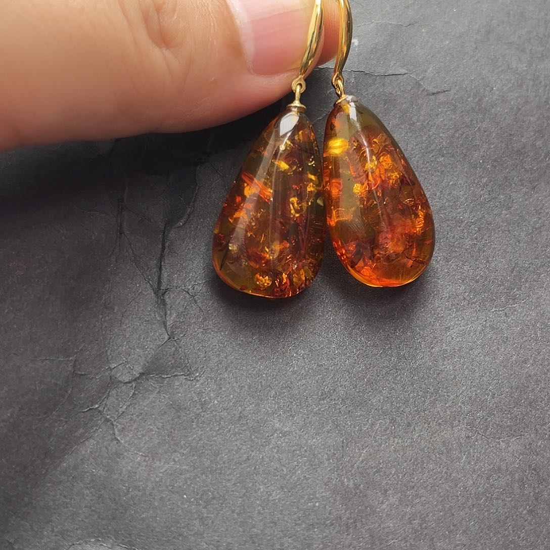 未镶嵌琥珀裸石琥珀耳坠