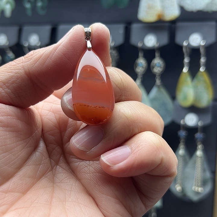 南红玛瑙颈饰银S925镶嵌