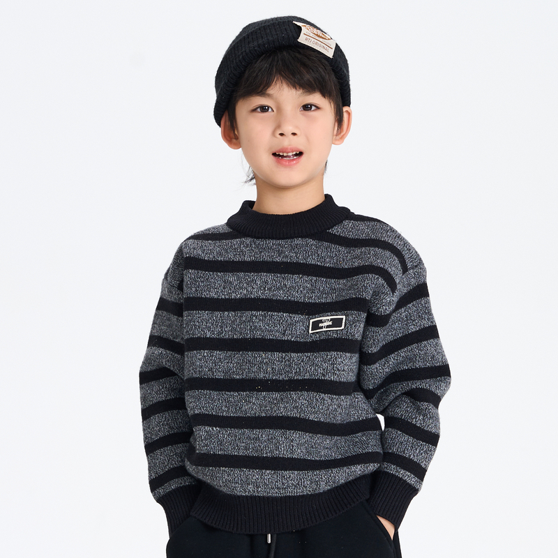 多多一上25深冬男小童条纹厚毛衣（90-140）1587A29X