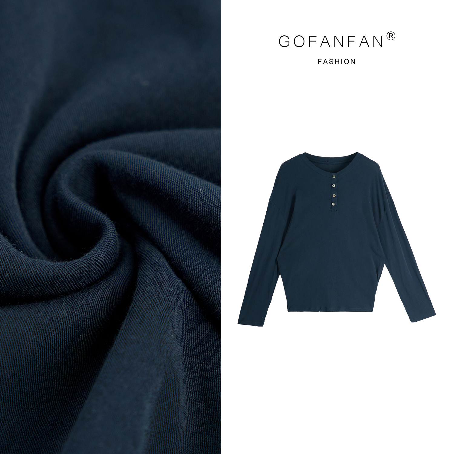 GFFSTUFIO【简约通勤】宽松小众设计感半领时髦财阀千金长袖T恤