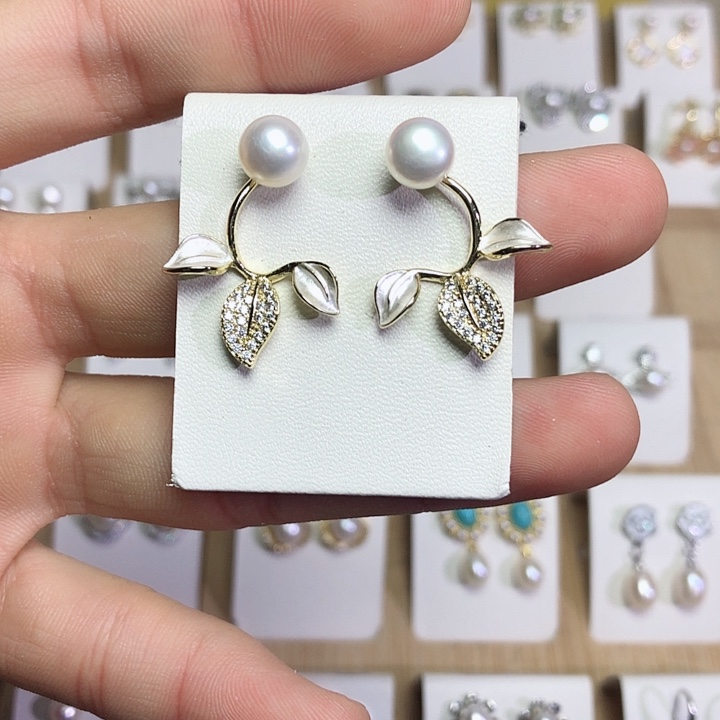 淡水珍珠耳饰银S925镶嵌