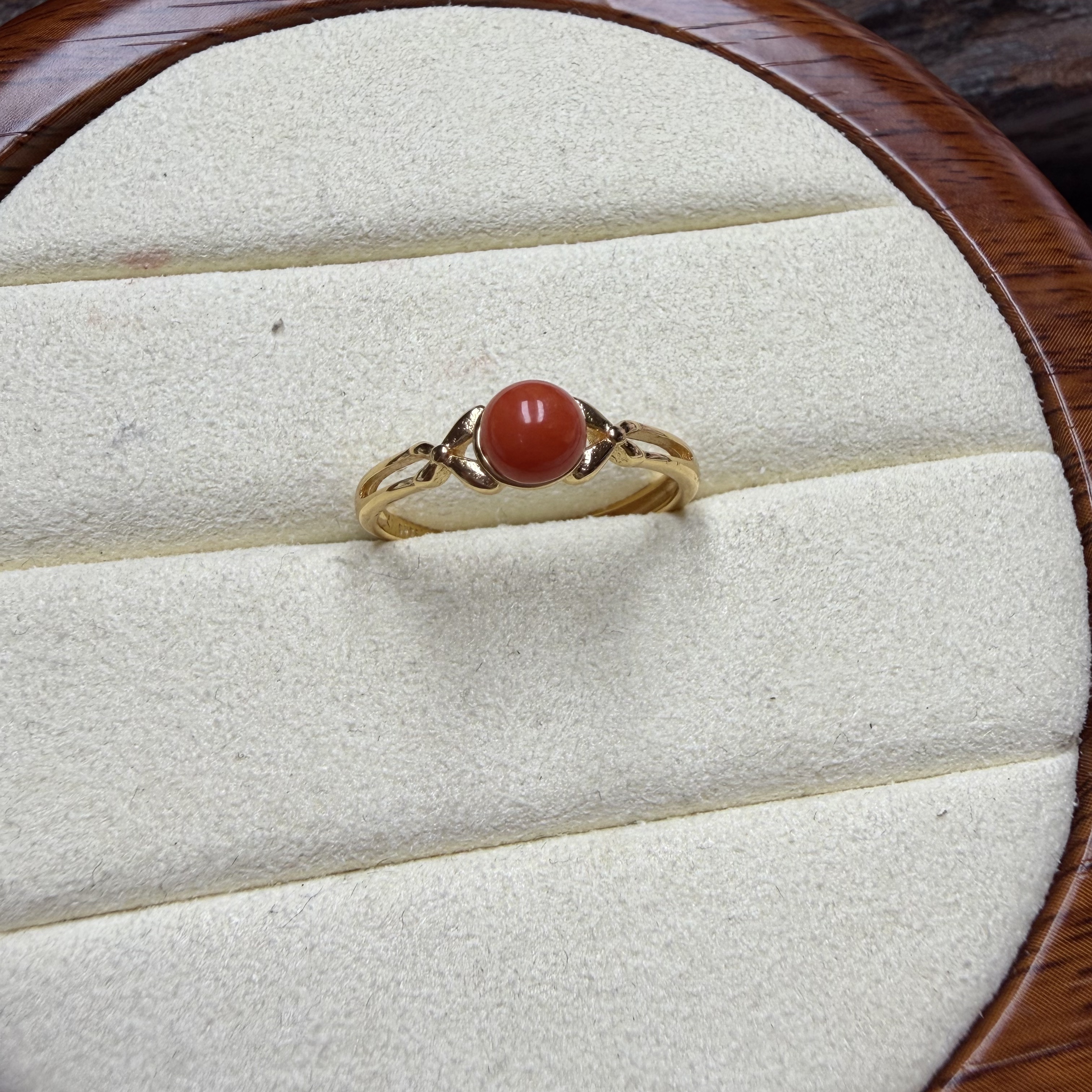 沙丁珊瑚戒指925银——24041