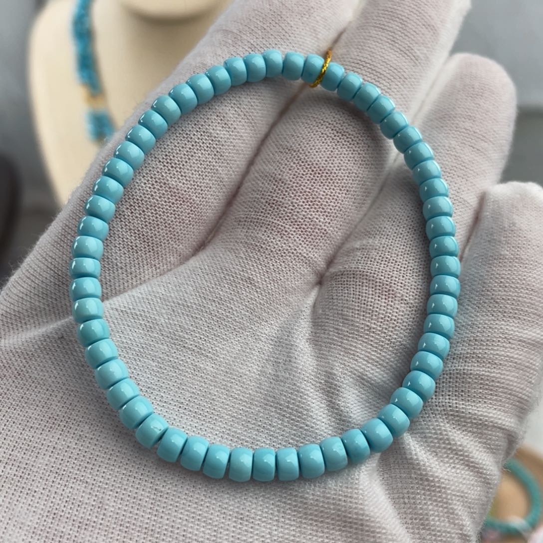 绿松石手链未镶嵌精品直切卡4.4