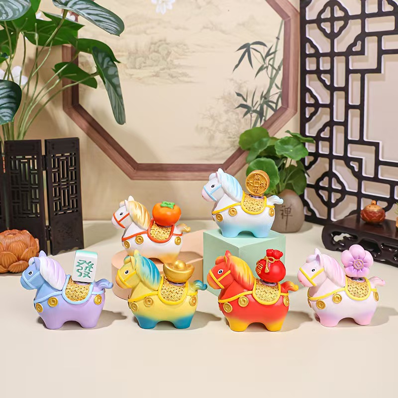 小马福福转转乐摆件桌面装饰品学生儿童礼物生肖摆件寺庙文创礼品