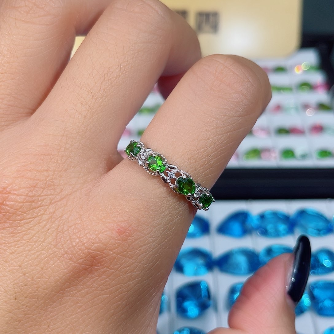 透辉石透辉石戒指银S925镶嵌