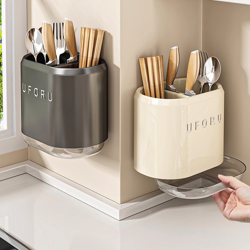 优勤筷子收纳盒新款厨房壁挂式筷子筒勺子餐具刀具置物架沥水筷笼
