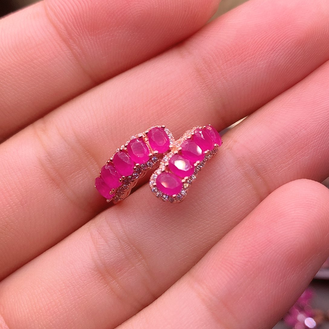 红宝石戒指银S925镶嵌