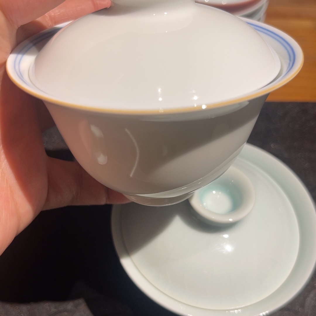 元***宝双线盖碗大号 微瑕不退不换